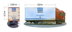 truck + box trailer, loading capacity 5,8t
